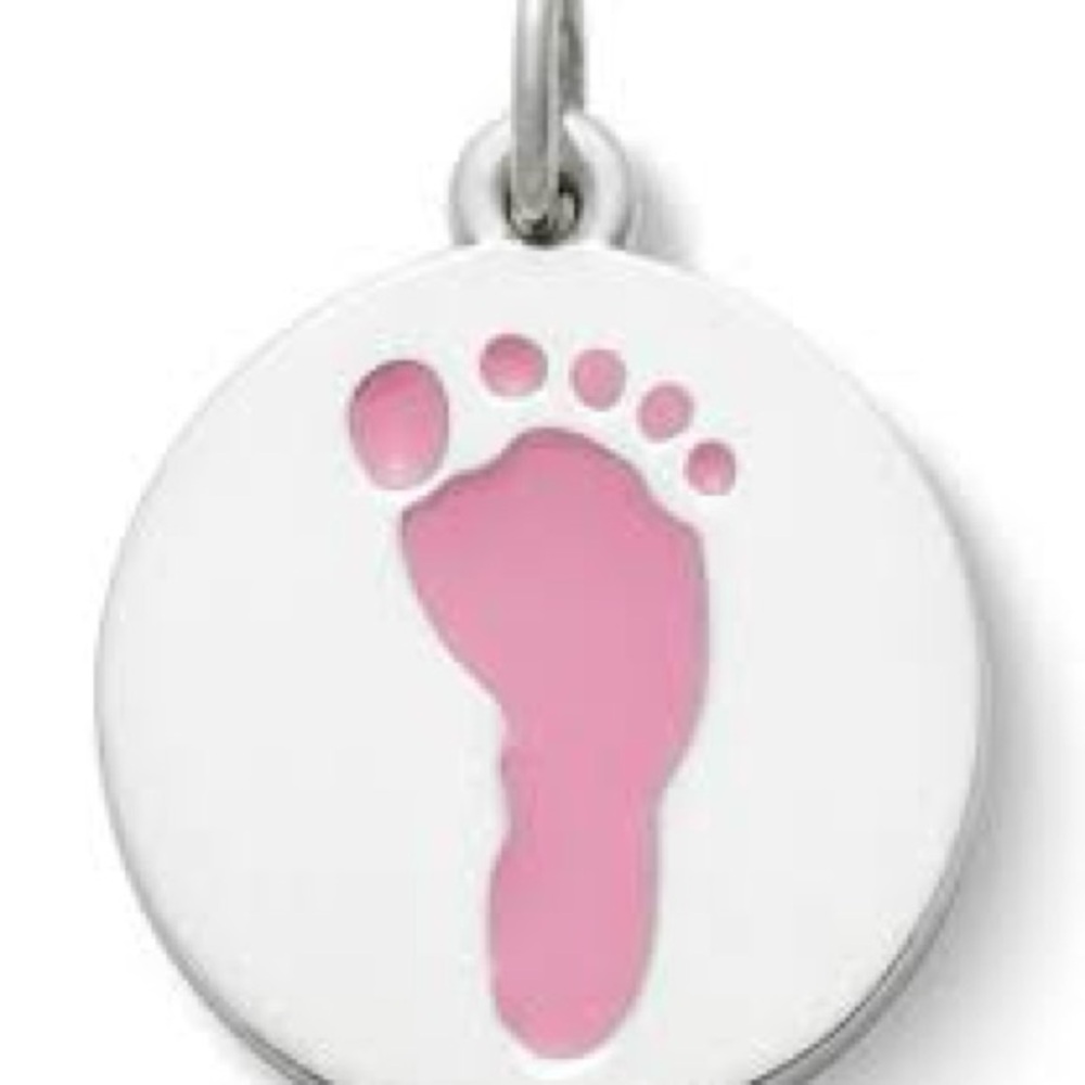 James Avery silver Enamel pink Footprint Charm